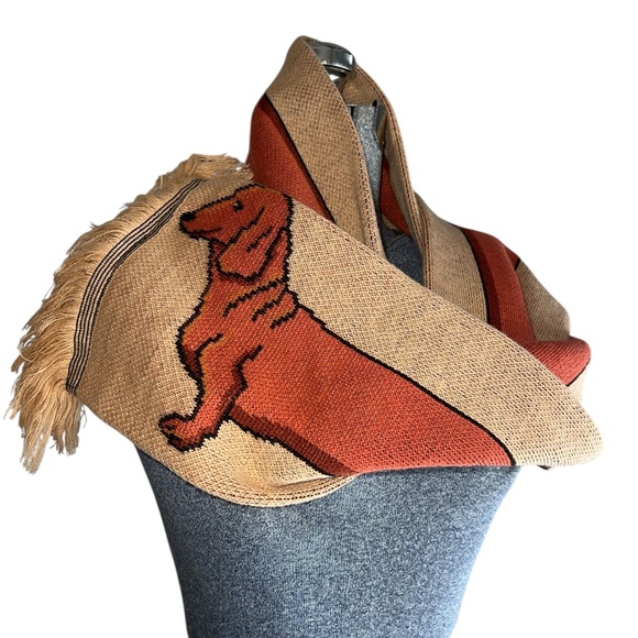 Dachshund Themed Scarf with fringe - Picture 3 of 4
